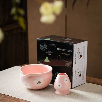 4PCS Flowers Pink Matcha Set