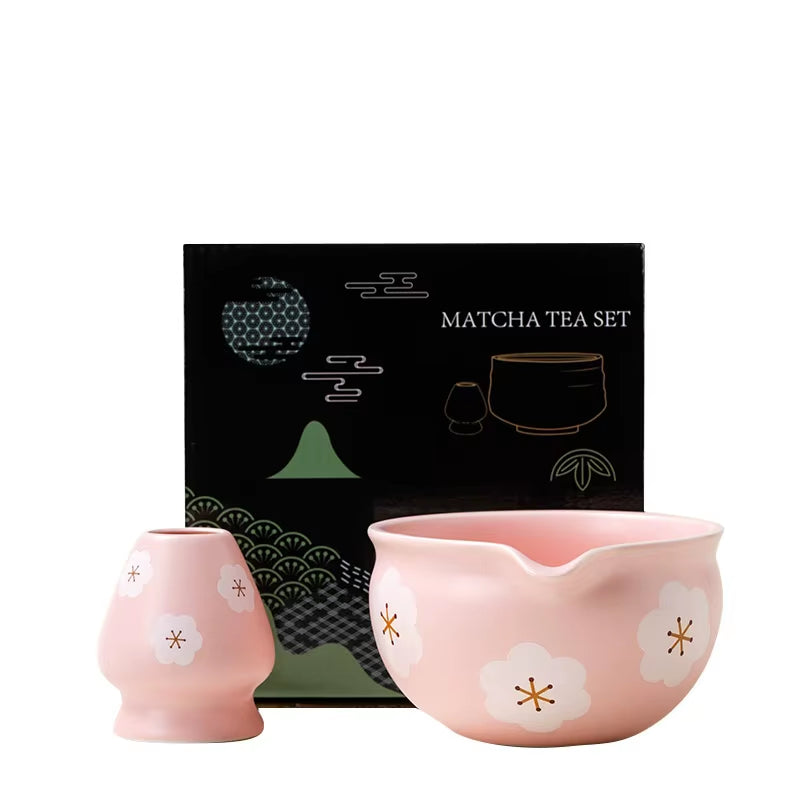 4PCS Flowers Pink Matcha Set